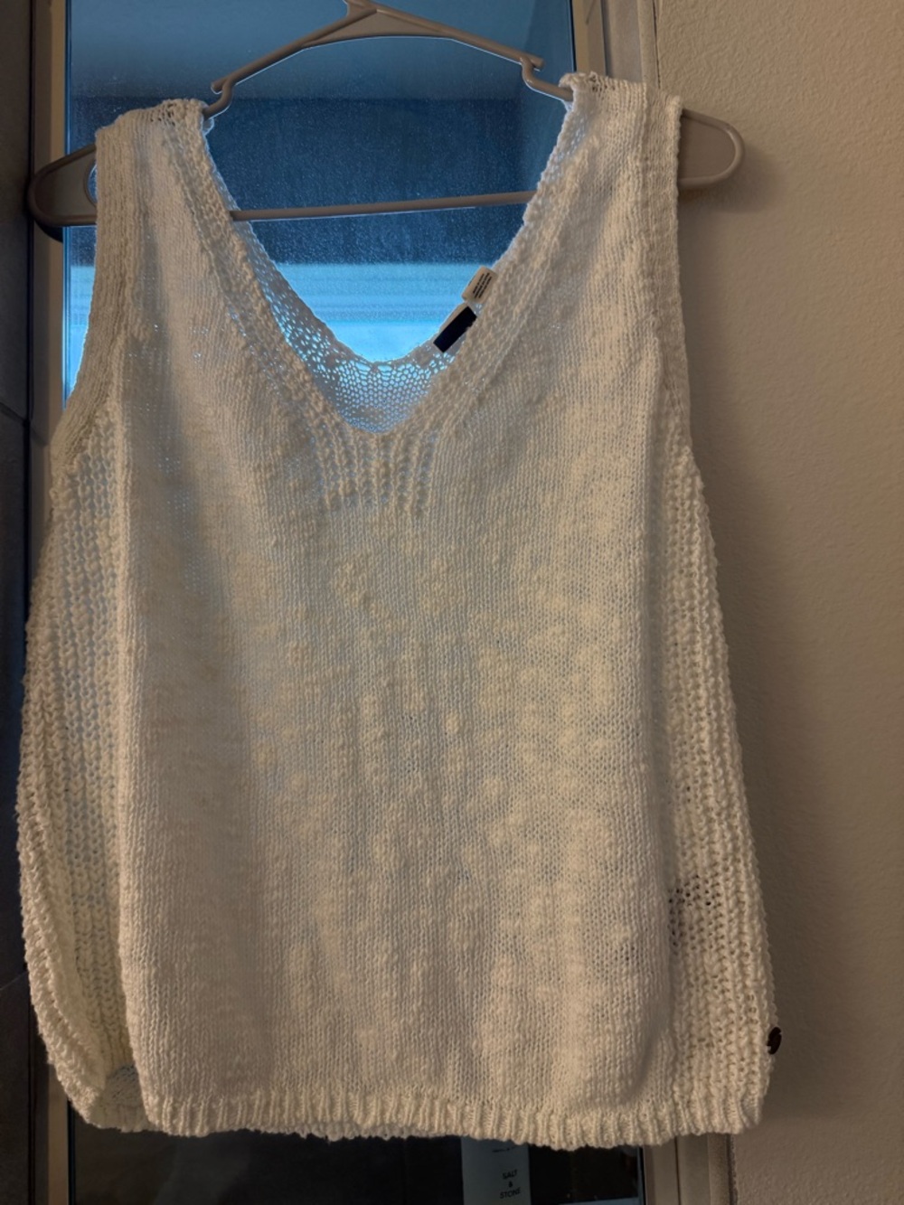 Roxy Cream Knit V-Neck Sleeveless Sweater Tank